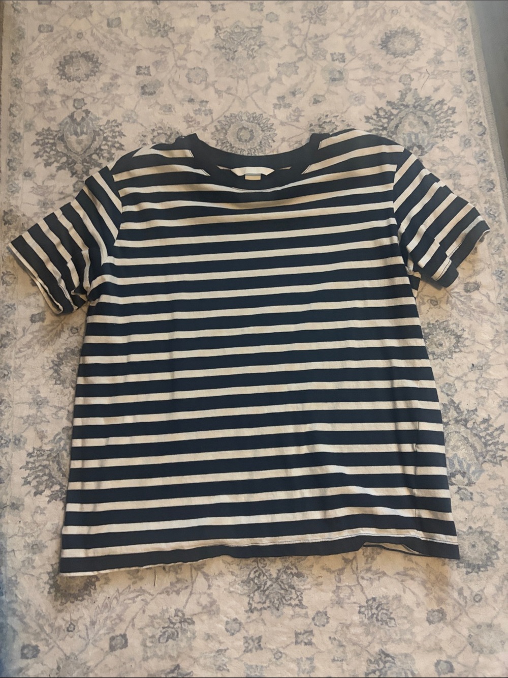 H&M Navy and White Striped Short Sleeve Tee